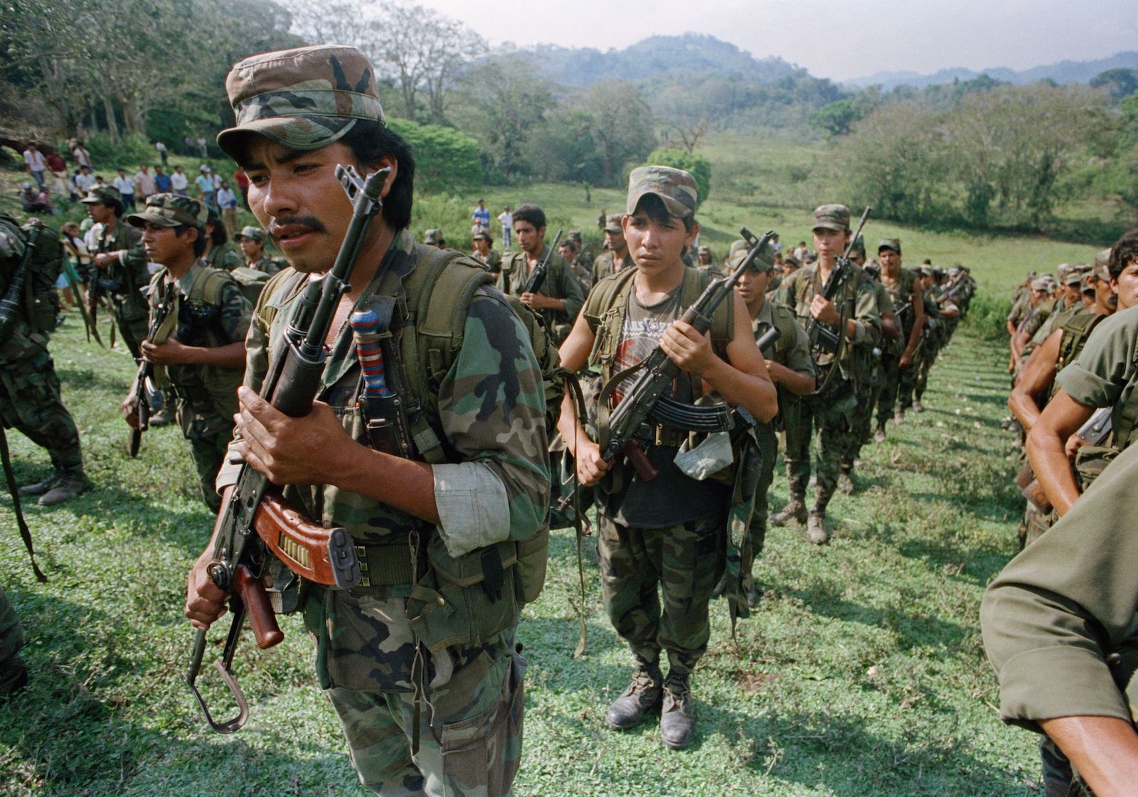 Nicaraguan Contra soldiers marching