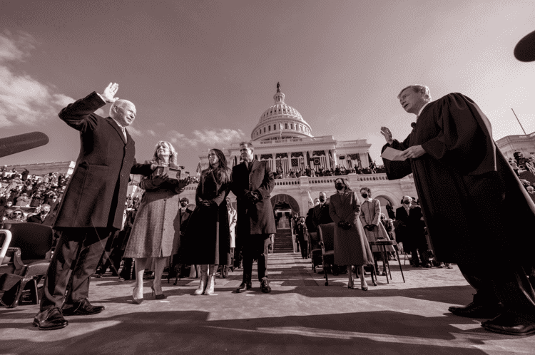 Joe Biden being sworn in as President of the United States