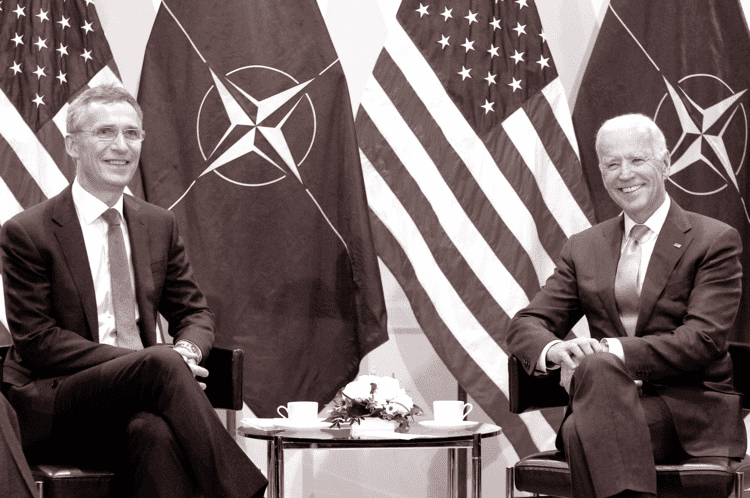 NATO Secretary General Jens Stoltenberg and President Joe Biden at a meeting