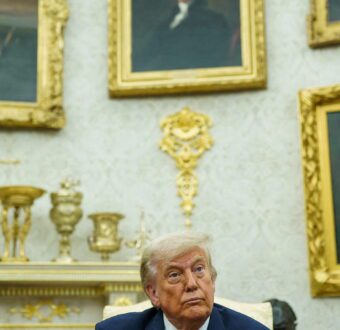 US President Donald Trump looks on as he meets with Bahrain's Crown Prince and Prime Minister Salman bin Hamad Al Khalifa (not pictured), in the Oval Office at the White House in Washington, DC, US, July 16, 2025.